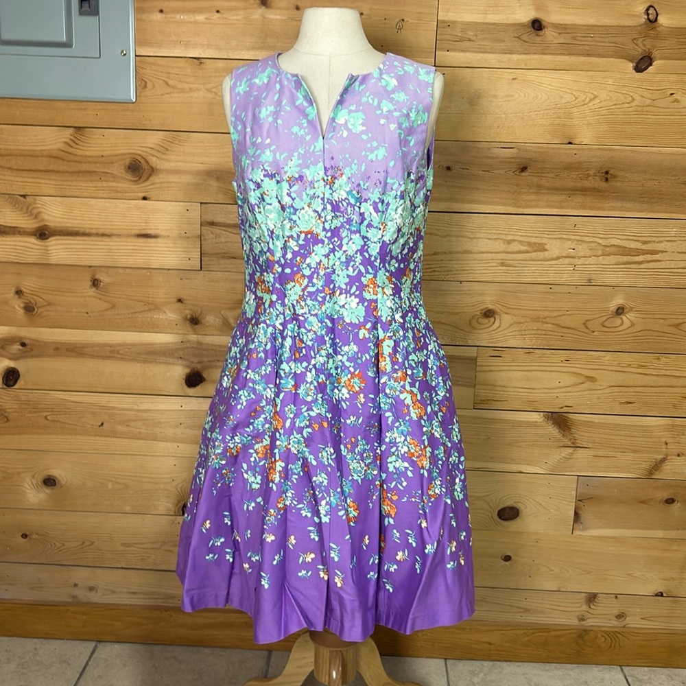 EUC Leslie Fay Spring fit and flare sleeveless midi Easter petticoat dress 14
